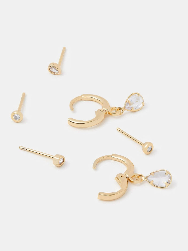 Accessorize gold-plated earrings 3-pack - British product