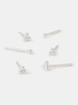 Next Accessorize 925 Sterling Silver Ball Stud Earrings 3-Pack- Buy online at McGrocer