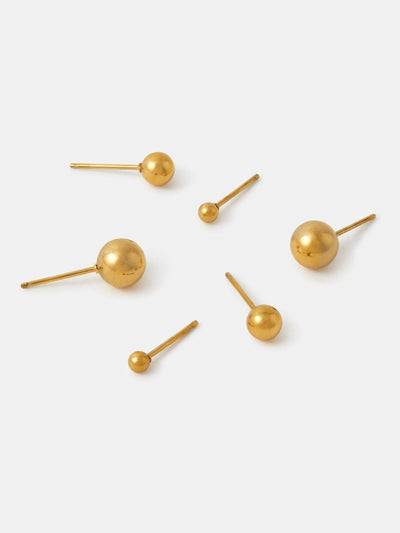 Next Accessorize Gold Stainless Steel Ball Stud Earrings 3-Pack- Buy online at McGrocer