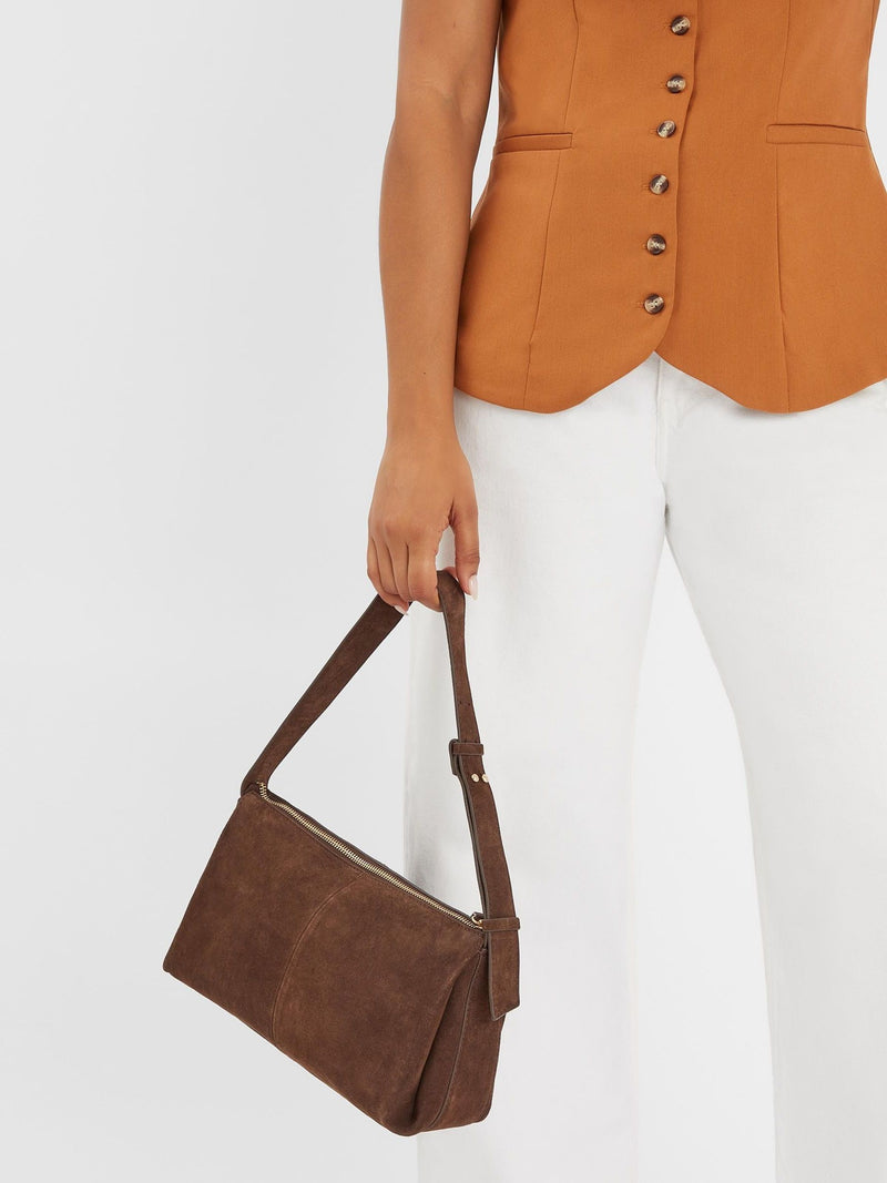 Accessorize brown suede shoulder bag, imported from the UK