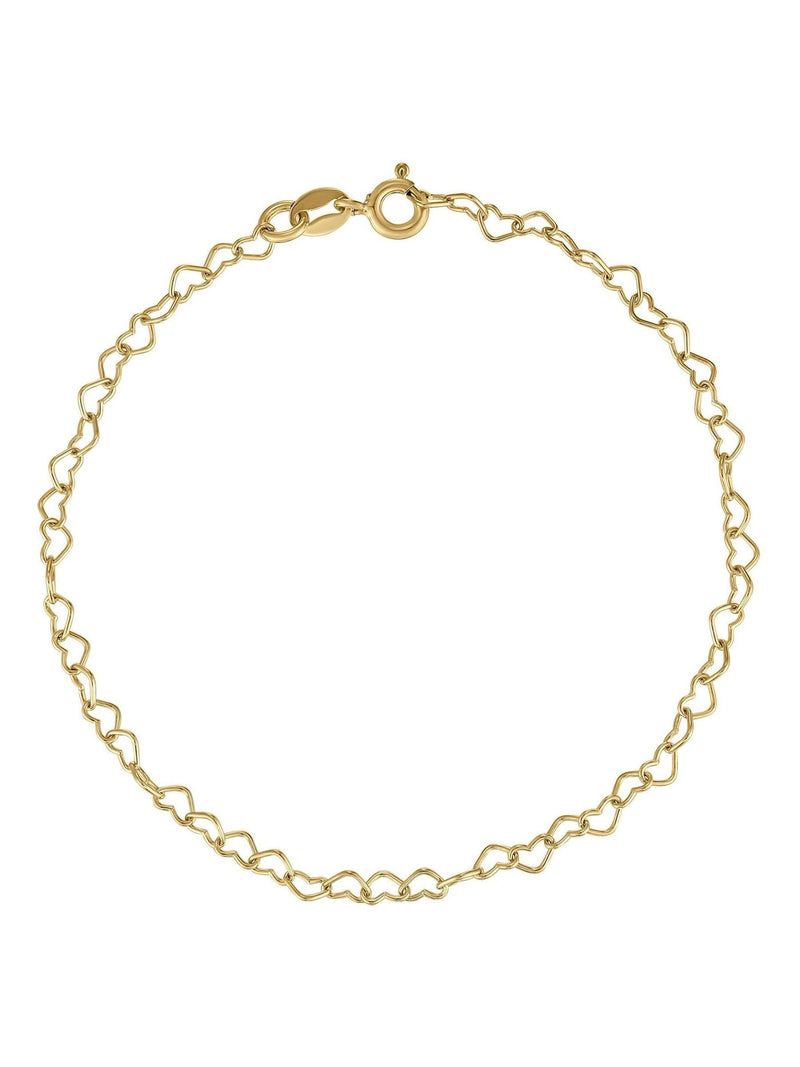 Beaverbrooks yellow gold plated heart chain bracelet 18.5cm - British product