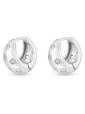 Beaverbrooks sterling silver cubic zirconia huggie hoop earrings 14mm - British product