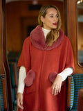 Joe Browns orange boho fur-collar wrap cover-up (British brand)