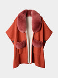 Joe Browns orange boho fur-collar wrap cover-up (British brand)