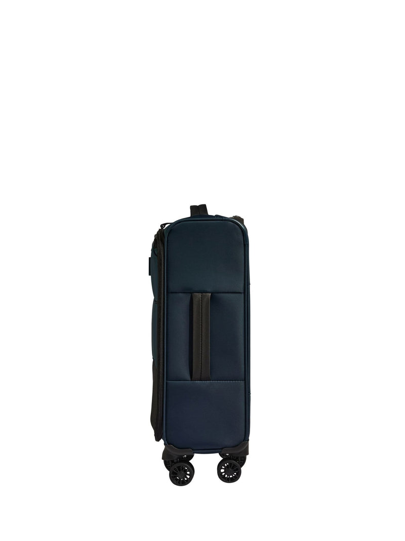 Antler Blue Soft Stripe cabin suitcase, imported from the UK