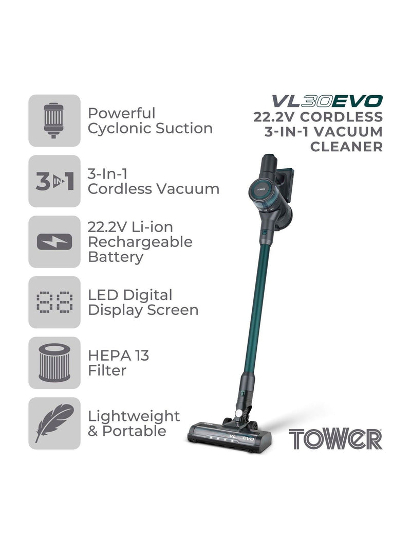 Tower Emerald VL30 EVO cordless vacuum, imported from the UK