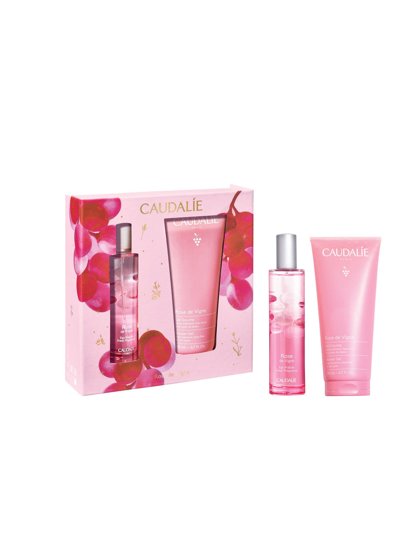Caudalie Rose de Vigne fragrance and shower gel set - British product