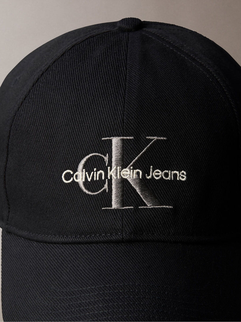 Calvin Klein black embroidered monogram logo baseball cap, UK version
