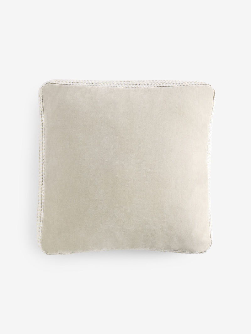 Natural cotton velvet cushion plait edge 50x50cm (British brand)