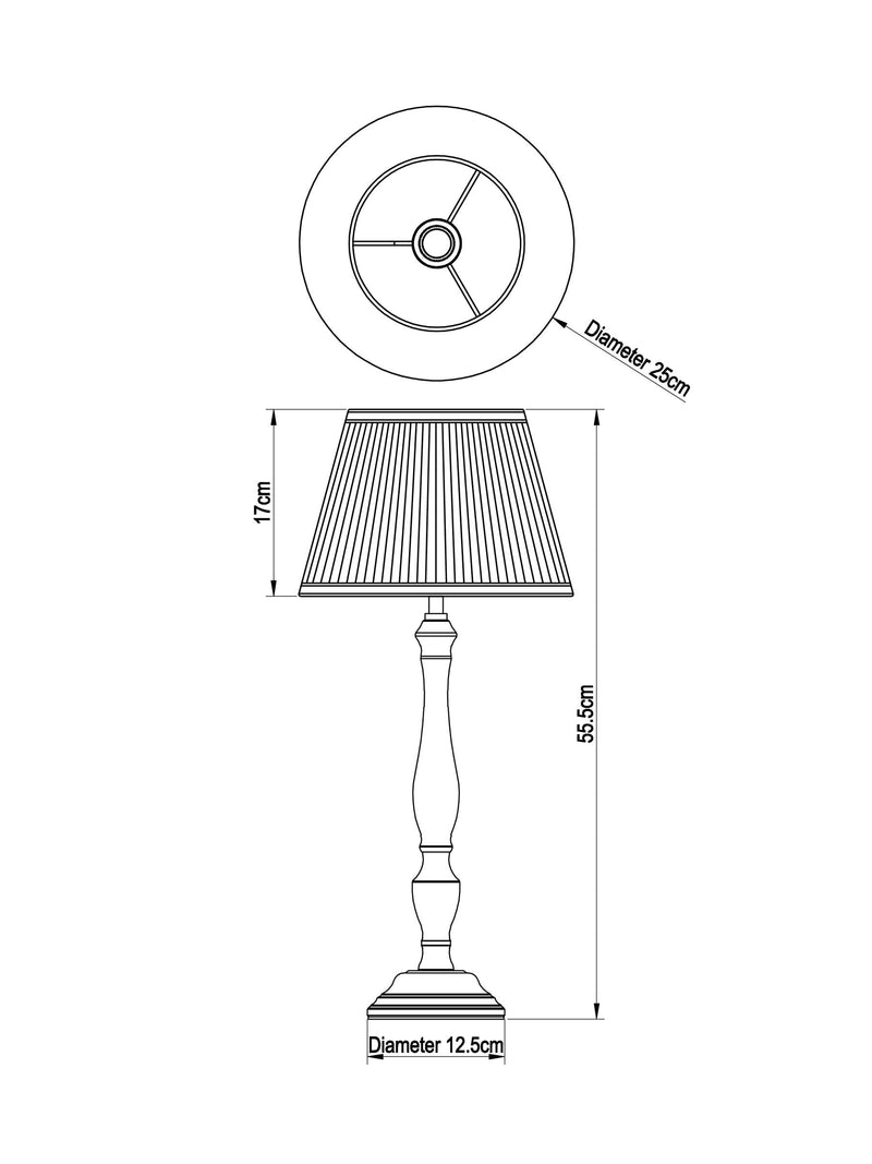 Grey Ashbury table lamp with beige base and pleated ivory shade, UK version