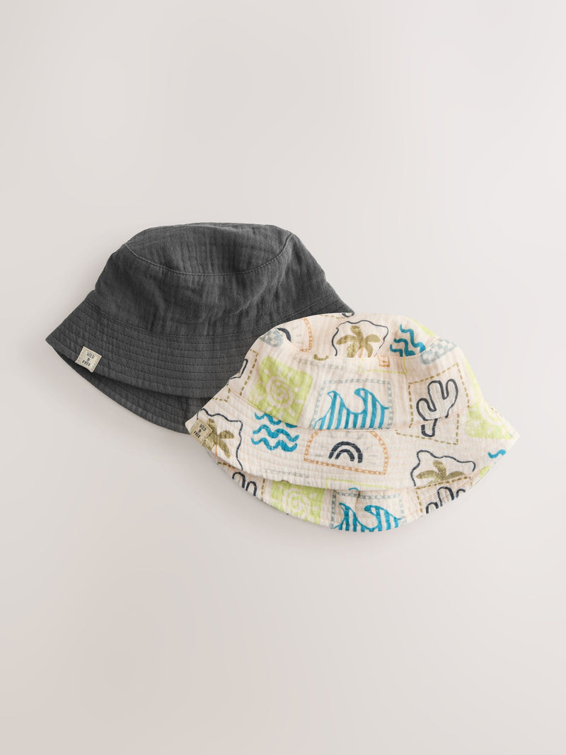 Baby bucket hats grey stampy printed 2 pack, imported from the UK
