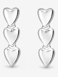 Simply Silver polished triple heart drop earrings 7mm x 21mm (British brand)