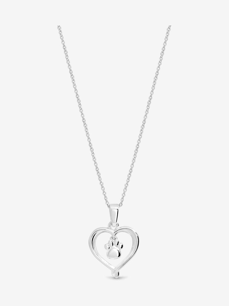 Simply Silver 925 Sterlingsilber Polierter Herz- und Pfotenabdruck-Anhänger