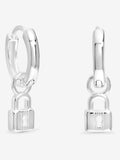 Simply Silver sterling silver padlock charm hoop earrings 20mm (British brand)