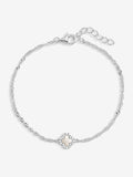 Sterling Silver Mother of Pearl Clover Bracelet with Lobster Clasp