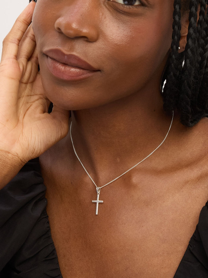 Simply Silver 925 Sterling Silver Polished Ridged Cross Pendant