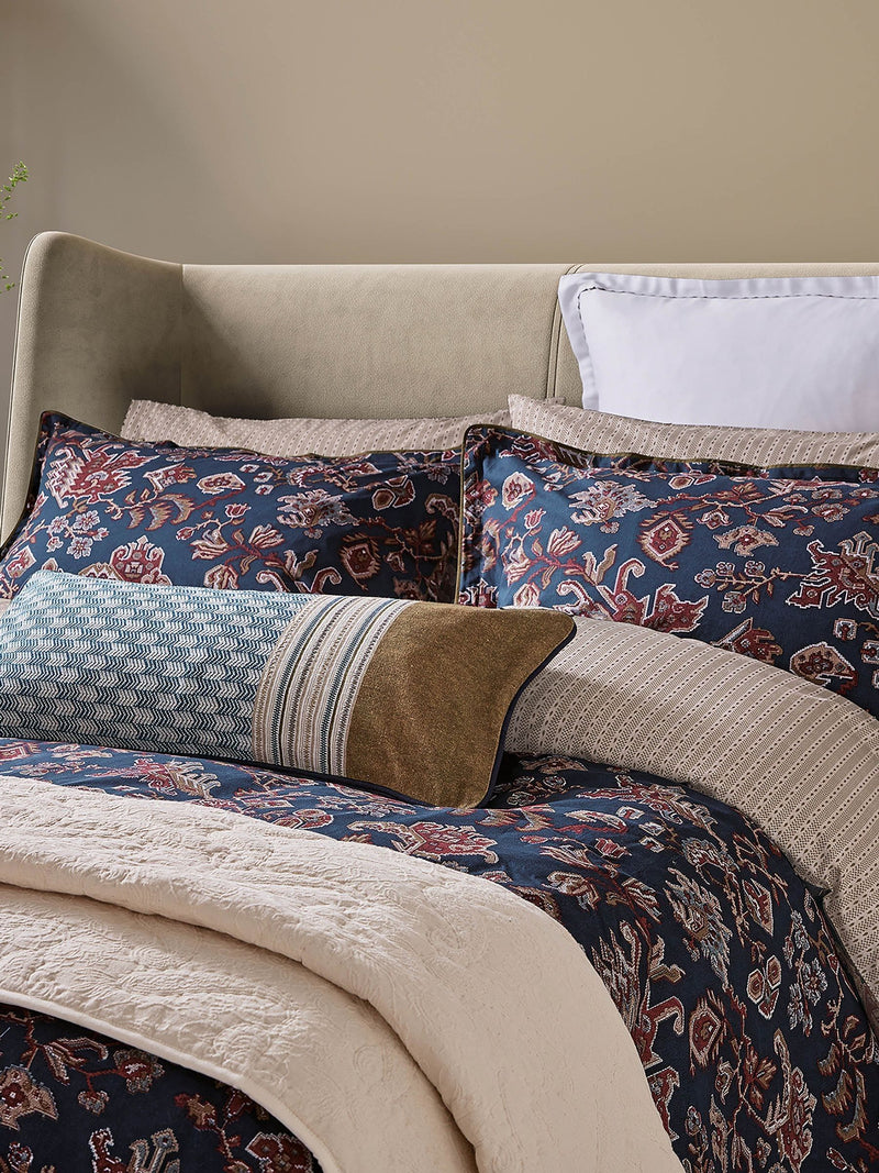 Bedeck of Belfast deep teal tan Avero cushion (British brand)