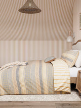 Helena Springfield Graphite Copper Folk Stripe 100% Cotton Duvet Set