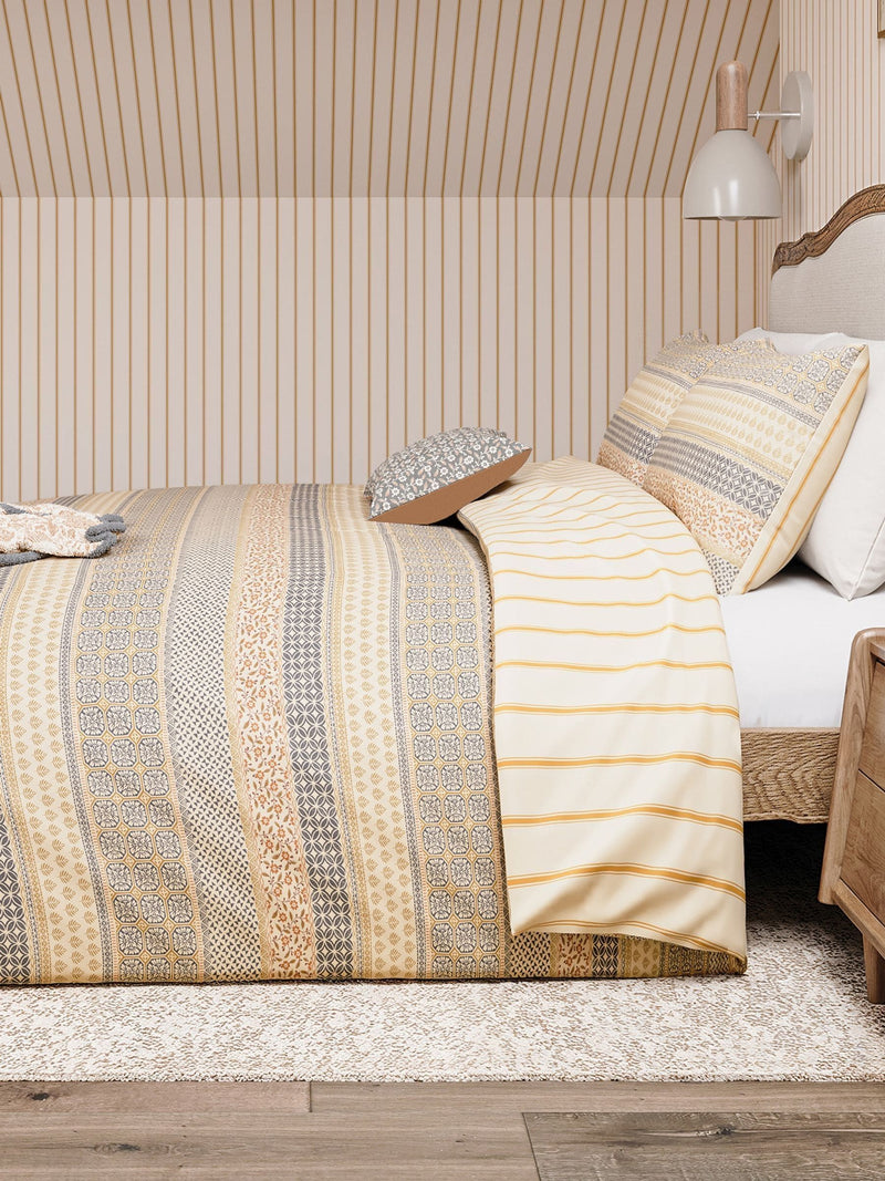 Helena Springfield Graphite Copper Folk Stripe duvet set, UK version