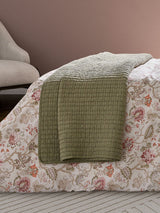 Next Bedeck of Belfast Sage Green Tuberose Nora Quilted Throw 150 x 200 cm- Buy online at McGrocer