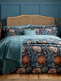 Morris & Co Teal Pink And Rose Duvet Set, imported from the UK