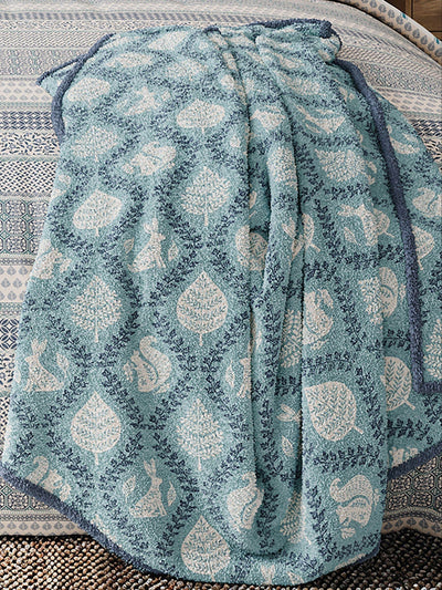 Next Helena Springfield Blue Teal Woodland Trellis Cosy Fleece Throw 140cm x 180cm- Buy online at McGrocer