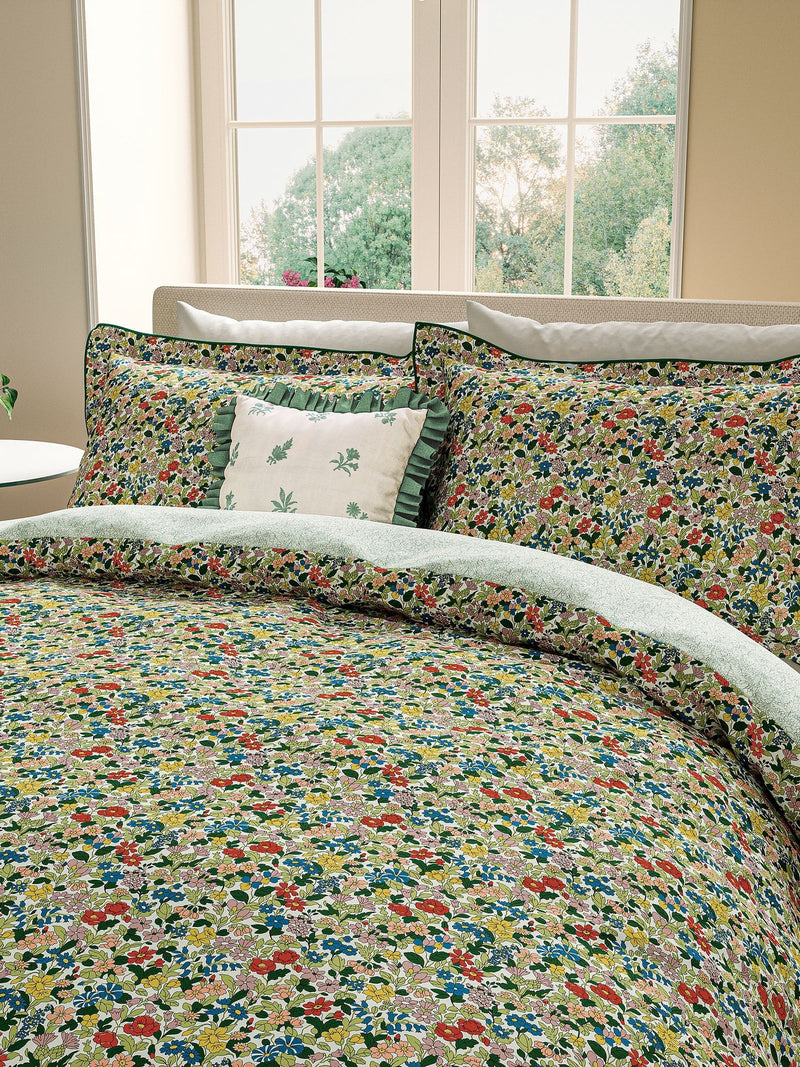 V&A Green Verdant Bouquet cushion 45cm square - British product