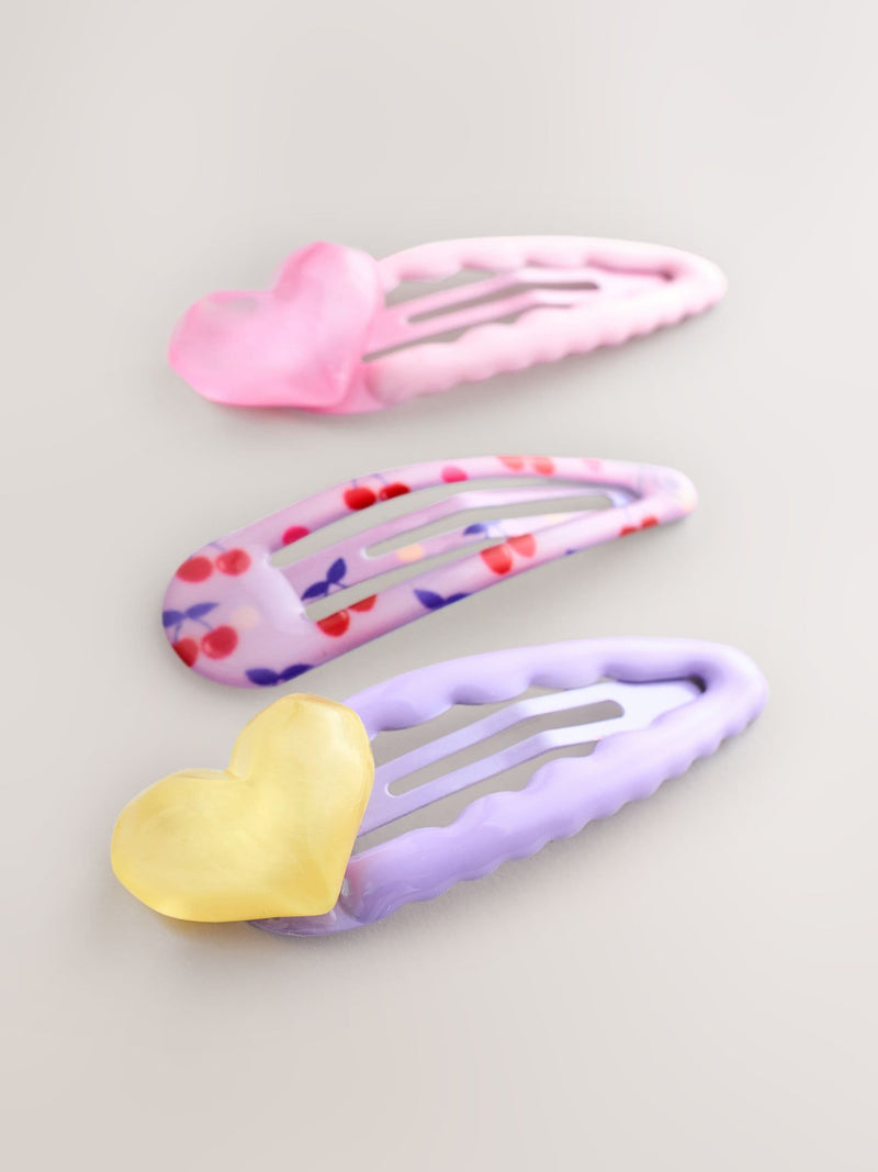 Pink heart-shaped click clacks 6 pack hair clips, UK version