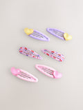 Pink heart-shaped click clacks 6 pack hair clips, UK version