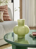 Green Lola rechargeable table lamp glass shade, imported from the UK