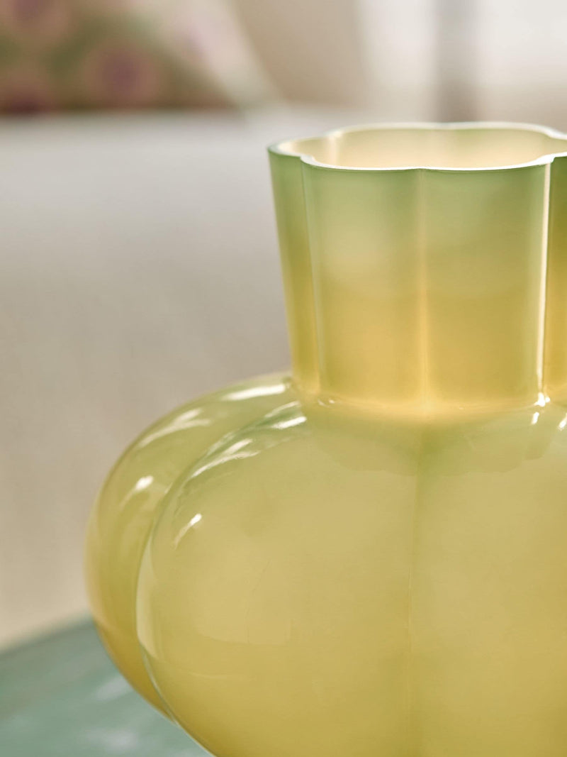 Green Lola rechargeable table lamp glass shade, imported from the UK