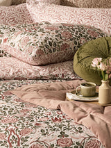 Next William Morris At Home Green Rose 220 Thread Count Cotton Sateen Pillowcases (Set of 2)- Buy online at McGrocer