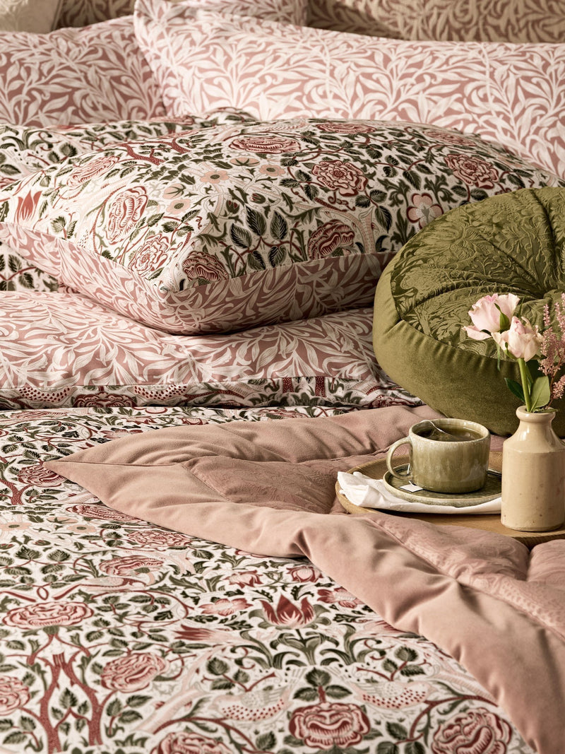 William Morris At Home green rose 220 thread count pillowcases, UK version