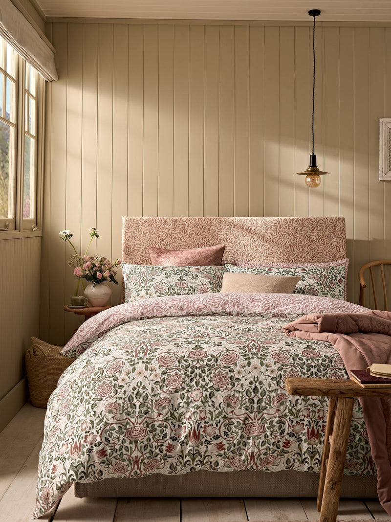 William Morris At Home green rose 220 thread count pillowcases, UK version