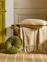 Next William Morris At Home Olive Green Strawberry Thief Embossed Cushion- Buy online at McGrocer