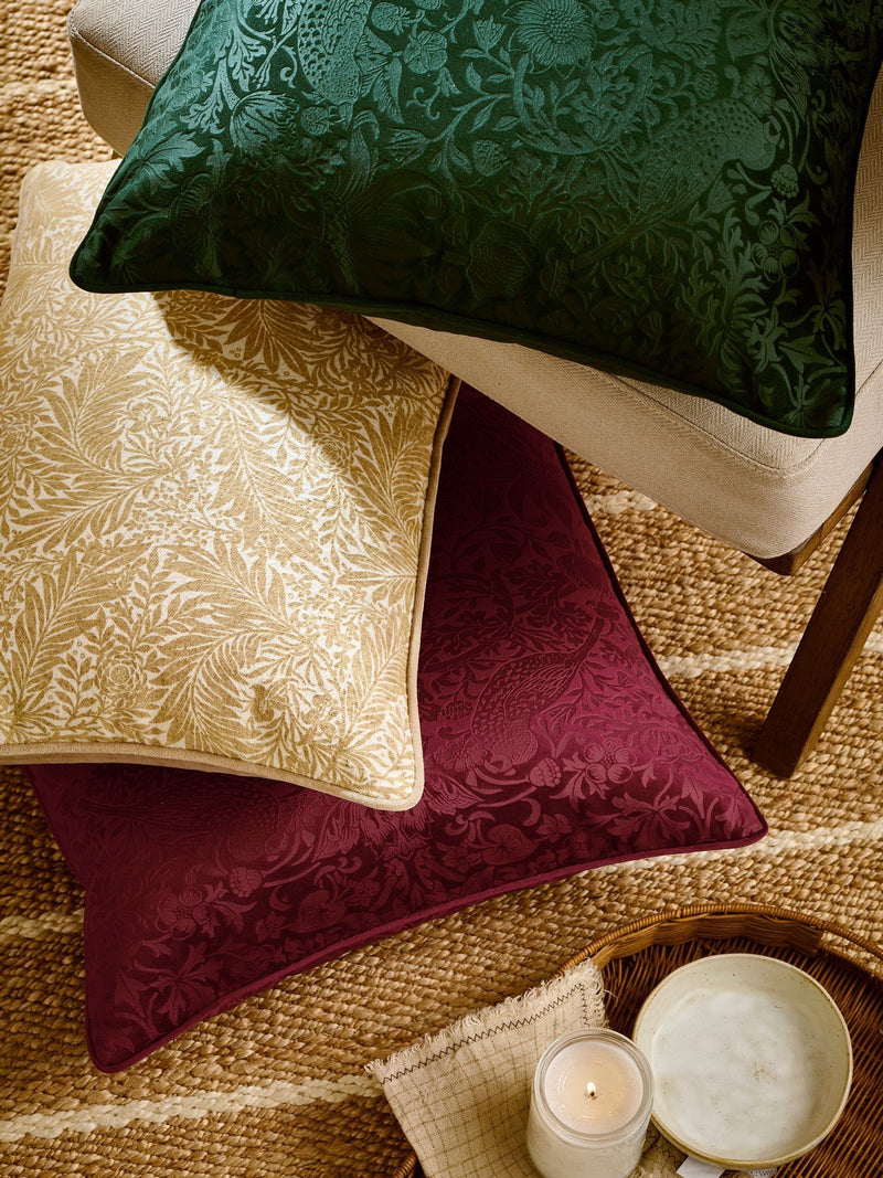 William Morris Strawberry Thief cushion Berry Red 50cm, imported from the UK