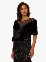 Next Adrianna Papell Black Faux Fur Bow Cover-Up- Buy online at McGrocer