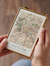 Next Posh Totty Designs Personalised Vintage Map Print With Stitched Star Framed Map Art 10cm x 15cm- Buy online at McGrocer