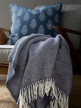 Next Murmur Ennis 100% Wool Throw Navy 130x170cm- Buy online at McGrocer