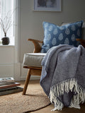 Murmur Navy Ennis wool throw, imported from the UK