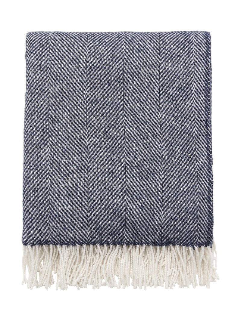Murmur Navy Ennis wool throw, imported from the UK