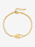 Gold-Plated Cubic Zirconia Heart Bracelet with Lobster Clasp