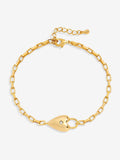Gold-Plated Cubic Zirconia Heart Bracelet with Lobster Clasp
