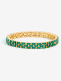 Jon Richard gold plated emerald chain stretch bracelet, 7mm wide, UK version