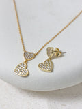 Jon Richard gold heart earrings 10mm x 23mm, UK version