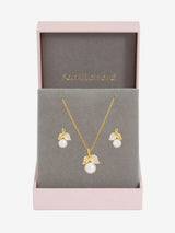 Next Jon Richard Rhodium Plated Cubic Zirconia Pearl and Leaf Necklace Set 18- Buy online at McGrocer