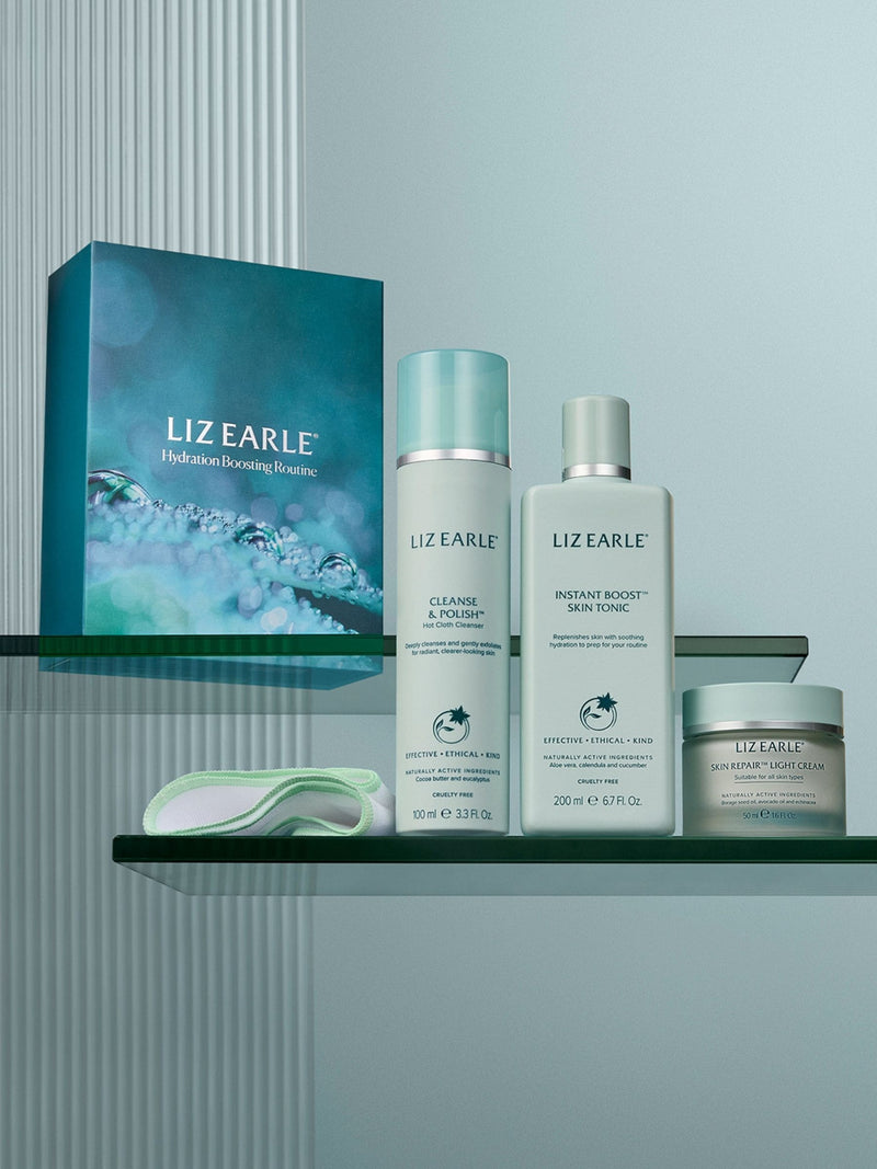 Liz Earle Hydration Boosting Routine skincare set, UK version
