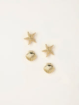 Next FatFace Gold Tone Seaside Stud Earrings 2 Pack- Buy online at McGrocer