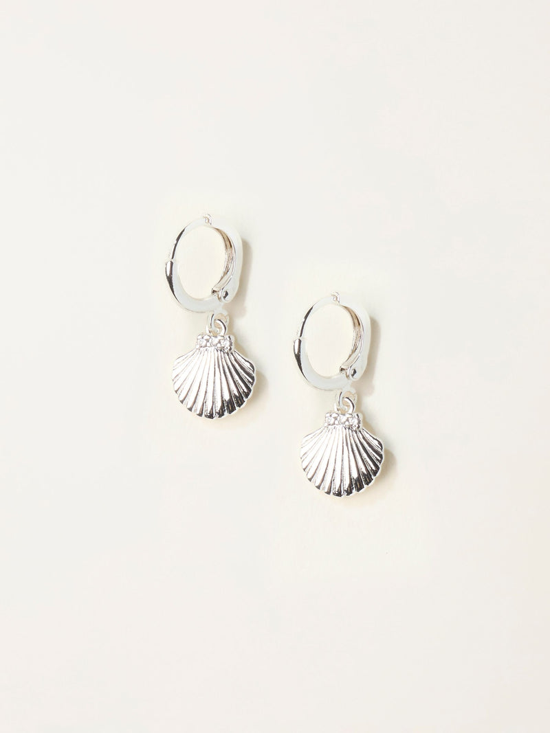 FatFace silver tone shell charm earrings (British brand)