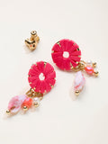 FatFace pink raffia charm earrings, imported from the UK